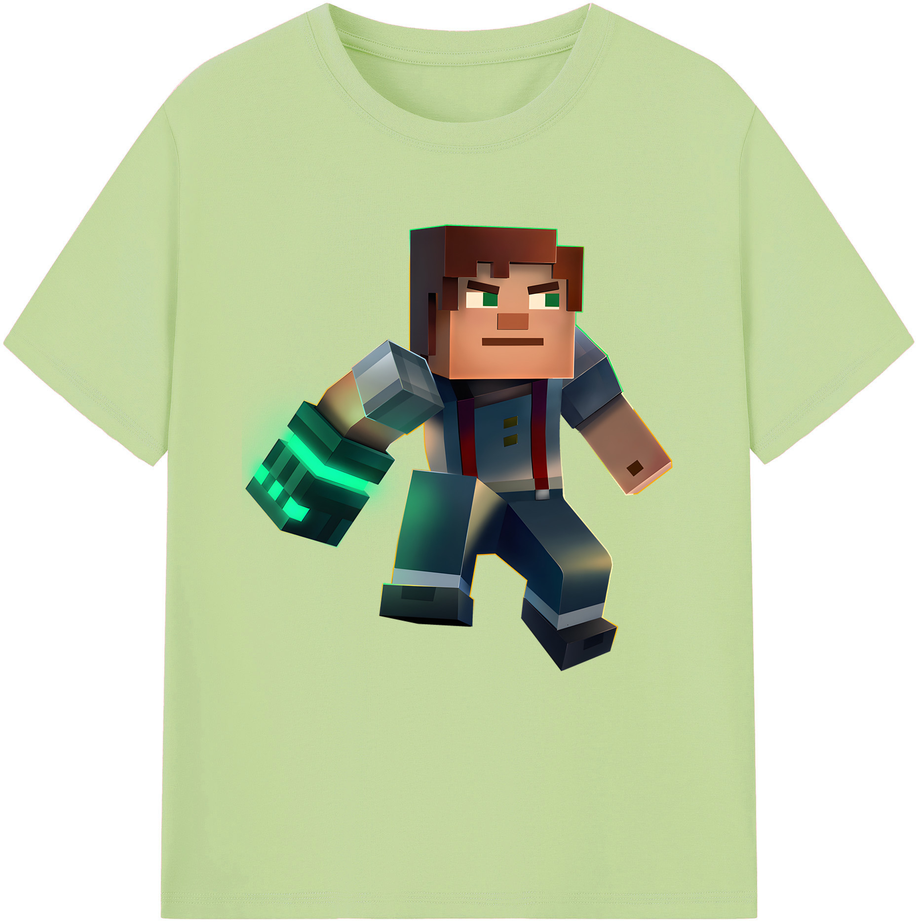 （画像用） マインクラフト ブロックの世界 Minecraft MC Block world 綿100％半袖Tシャツ（フロントプリント）